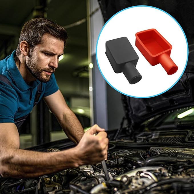 12Pcs Battery Terminal Cover, Battery Terminal Protector,Car Insulating Protector Car Battery Cover,Soft Rubber Positive Negative Pole Stud Covers Connector Top Post Cap for Car Motorcycle Truck