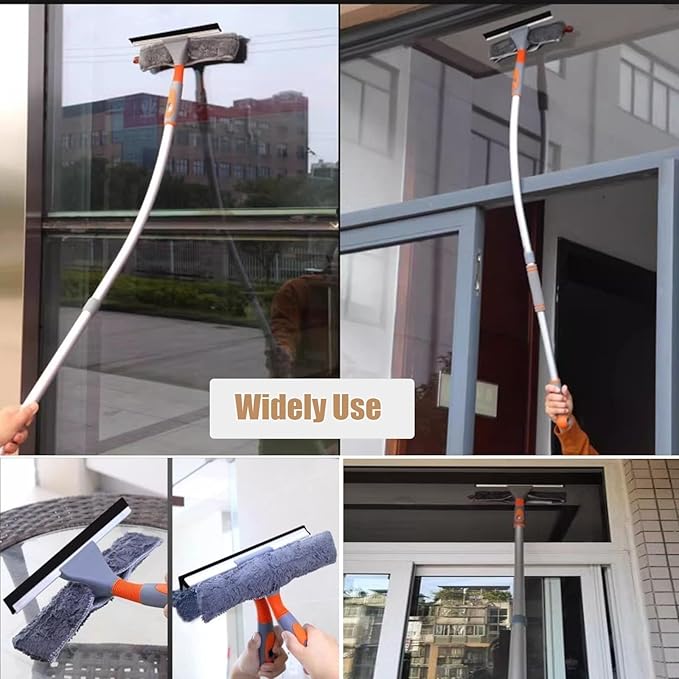 Window Washing Kit with Extension Pole, 2 In 1 Design Bendable Window Squeegee Cleaner Tool, Outdoor Window Glass Solar Panel Spray Washer Equipment, 65 84 103 123 200 258 Inch (Size : 264cm/103.9in