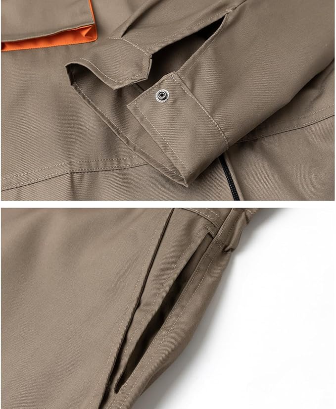 Men's Coveralls Mechanic Work Jumpsuit Multi Pockets Overalls Long Sleeve Workwear Coverall