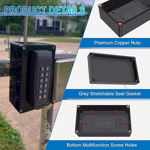 Project Box Junction Box IP67 Waterproof, Nineleaf ABS Plastic Junction Box, DIY Electrical Project Universal Power Enclosure, 6.1x3.5x2.3Inch(157X88.5X60mm) for Exterior, Black 1 Pack