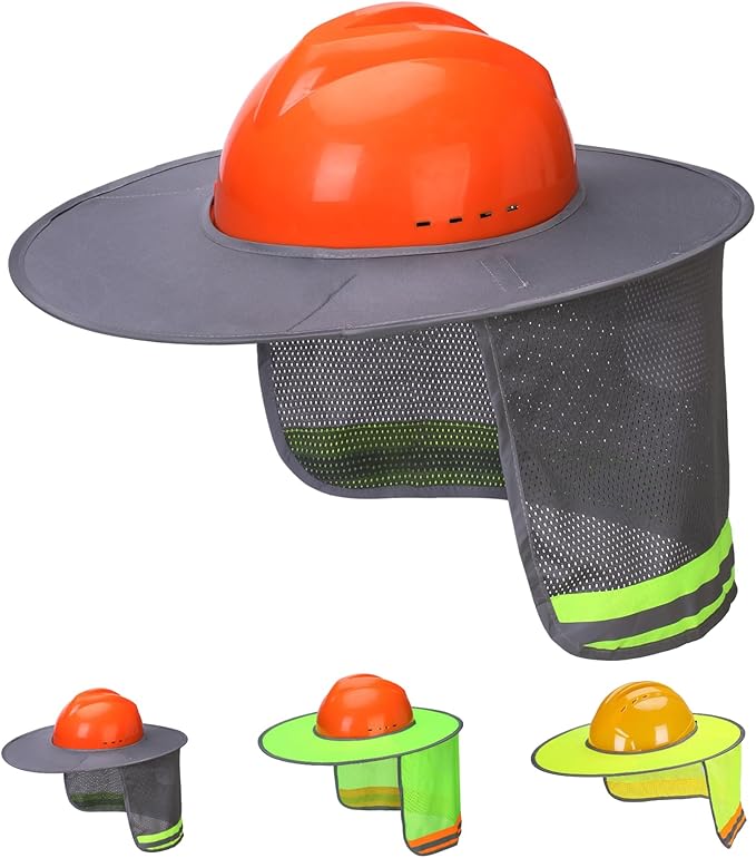 UNCO Industrial Hard Hat Sun Shield, Grey, Mesh, Reflective, Full & Standard Brim, Hard Hat Accessory