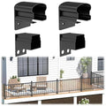 Egadis 4 Pack Aluminum Deck Railing Bracket Connector, Fixed Railing Bracket, Black Textured AAMA 2604 Powder-Coat Finish Railing System for Outdoor Decks, Porches & Balconies