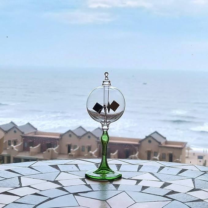 Medium Green Solar Power Radiometer Crookes Spinning Vanes Glass Windmill Gift Home Desk Decoration M