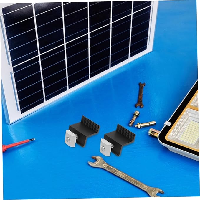 4pcs Aluminum Photovoltaic Bracket Pressing Block Solar Panel Mounting End Clamp Black Solar Bracket for Panel Support