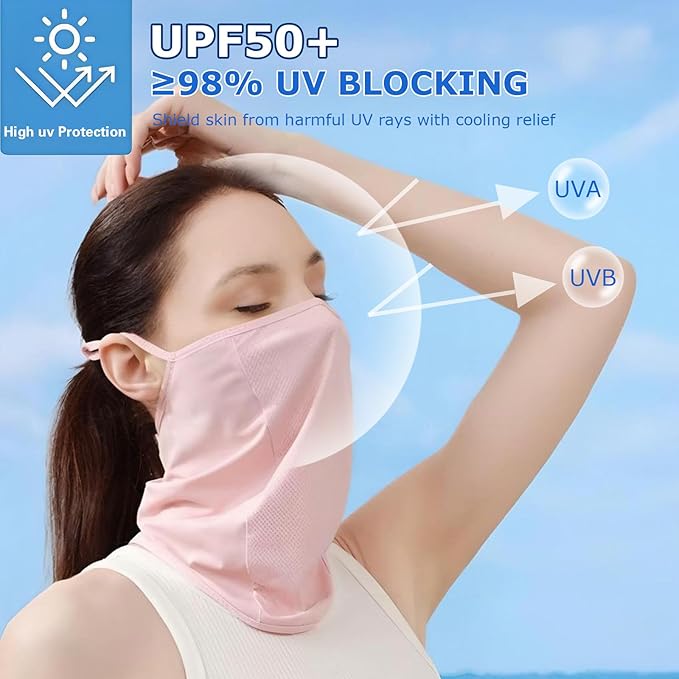 UPF 50+ Face Mask for Women & Men - Ice Silk Cooling Full Face Cover, Breathable Sun Protection Neck Gaiter