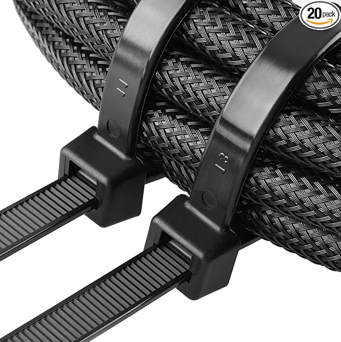 Extra long zip ties 36 inch black Large cable ties heavy duty outdoor use 250 lbs thick Nylon plastic Zipties 20pcs