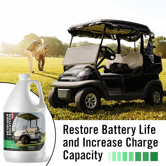 Battery Renew Solution for Golf Cart Batteries - 1 Gallon - Lead Acid Desulfator Refill - Treats Up to 6 Batteries - Refurbish, Repair & Restore Any 6 Volt, 8 Volt or 12 Volt - Made in USA - Non-Toxic