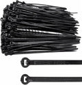 150pcs Push Mount Zip Ties 4 inch, Self Locking Straps Cable Zip Tie with Stainless Steel Metal Tooth Locking Device Heavy Duty Nylon Zip Tie Clips (4", Black)