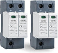 2PCS 2P 40KA Voltage Surge Protector DC 1000V Solar PV Lightning Arrester Device for Rv, Home Lightning Protection System 35mm DIN Rail Mount