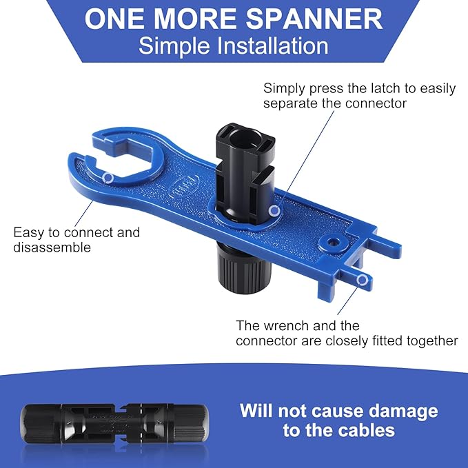 WMT Connector Kit for Solar Panel Connections 14-10AWG, Solar System Kit includes 12 Pieces Male/Female Solar Connectors, 2 Pieces of Solar Connector Spanner Wrench for Solar Panel Cable Assembly