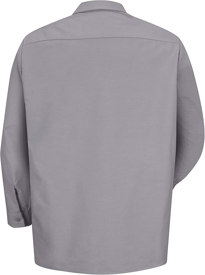Red Kap Men's Long Sleeve Industrial Work Shirt | Moisture Wicking Button Up, Wrinkle Resistance Fights Fading & Stains