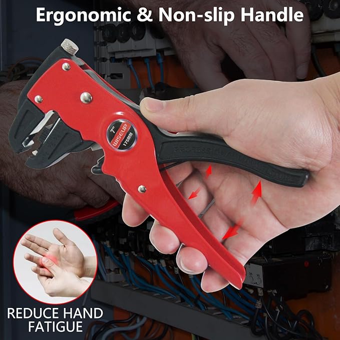 WISEUP Automatic Quick Strip Wire Stripper and Cutter,Eagle Nose Pliers (7-Inch) cable cutters，2 in 1 wire stripper cutter for Electrical Cables 、Electronic and Automotive Repair Tool
