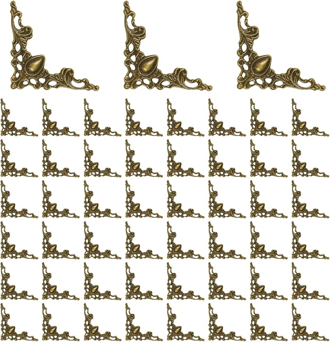 50 Pcs Corner Protector Guard Edge Cover, Book Scrapbooking Corner Protector Corner Decorative Protector Cover for Desk Case Box (Bronze)