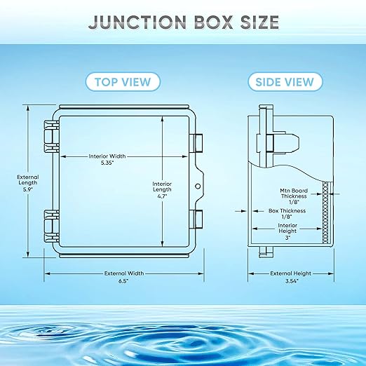 Waterproof Junction Box ABS Plastic, Outdoor Electrical Box IP67 Hinged Cover Project Box with Mounting Plate Wall Brackets and 2 Cable Glands, Grey Electrical Enclosure 5.9"x5.9"x3.5"