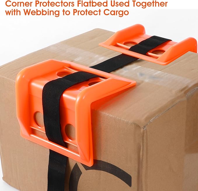20 Packs Flatbed Edge Protectors, Corner Protectors, Cargo Loads, Tie Down Protector for 4 Inch Straps, Protects Cargo Edges Winch Ratchet Straps Plastics Contruction Protector Orange