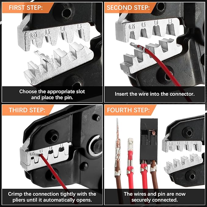 Dupont Crimping Tool Kit, 2870 PCS 2.54mm Connector Assortment, SN-58B Ratcheting Wire Crimper AWG 24–16 (0.25–1.5mm²), 1–10 Pin & 2×2–2×9 Housings, 40-Pin Headers, Jumper Caps & Ribbon Cable