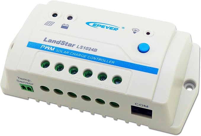 EPEVER Solar Charge Controller 10A PWM Solar Panel Charge Controller Regulator 12/24V Auto Work for Sealed, Gel, Flooded and User Type (LS1024B)