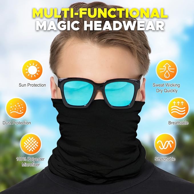 JOEYOUNG Headwear, Bandana, Neck Gaiter Head Wrap Headband Balaclava Magic Scarf
