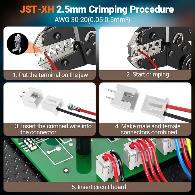 Preciva Crimping Tool Connector kit - AWG28-16/0.08-1.5mm² Ratcheting Crimper with 620Pcs Connectors and 1600Pcs Pins | Crimp Tool for Dupont, JST, ATX, EPS, PCIE, SATA Series