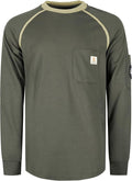 BOCOMAL FR Shirts for Men Crew Neck Long Sleeve 5.5oz Light Weight Flame Resistant/Fire Retardant Clothing Shirt