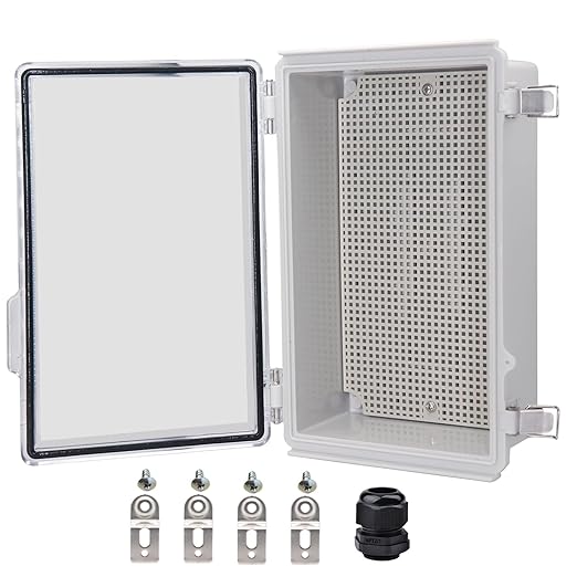 Waterproof Electrical Box, IP67 Junction Box Stainless Steel Latch Hinged Clear Cover Project Enclosure with Wall Bracket 10.2" x 6.3" x 3.9"