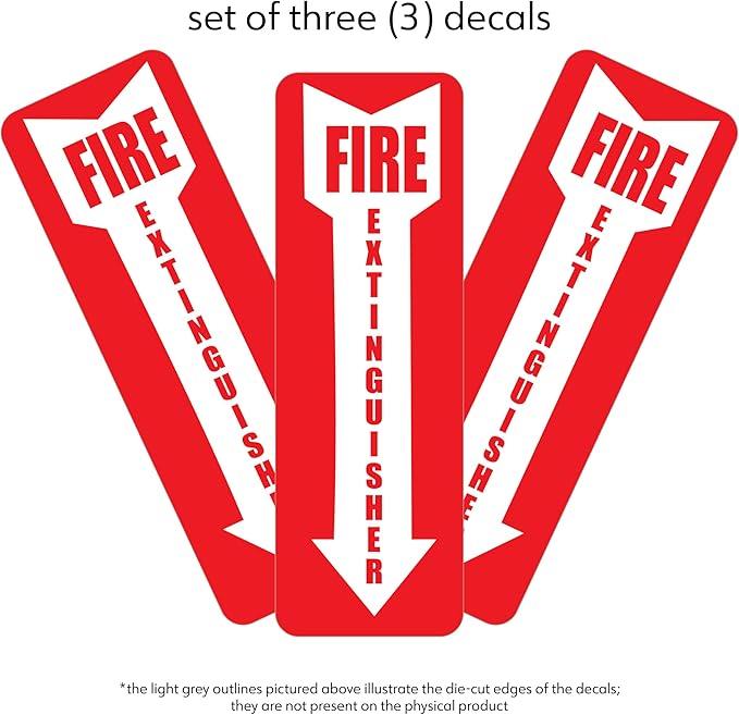 Fire Extinguisher Sign – 12x4" Emergency Location Sticker – Red & White Peel & Stick Vinyl Decal for Wall, Door, or Glass – OSHA-Compliant, Made in USA with Certified Ink