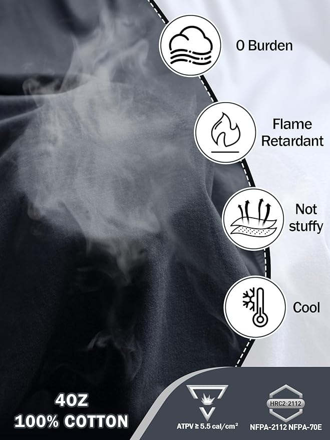 FR Shirts for Men 4oz Lightweight Fire Resistant Shirts for Men Long Sleeve Welding Shirt CAT1