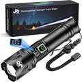 JAY-PARK High Lumen Flashlight - 100000 Lumens, Rechargeable 5000mAh with LCD Display, Zoomable Long Beam (3000m), IP67 Waterproof, 5 Modes & Belt Clip - for Camping, Dog Walking