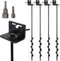 VASGOR 24” Mobile Home Anchors - Ground Anchor Screw in with Brackets and Adapter for Drill - Earth Anchors - Storage Shed and Swing Anchor Kits