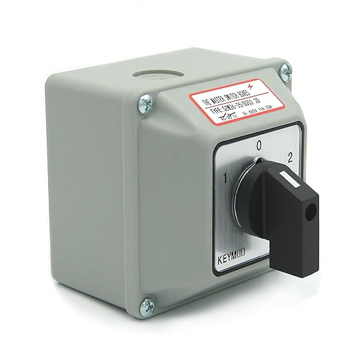 25A Rotary Changeover Switch with Exterior Box for Solar Power System, 3 Position 2 Phase 8 Terminals, 2-Way 2NO 2NC Universal Selector Switch 25/D202.2D