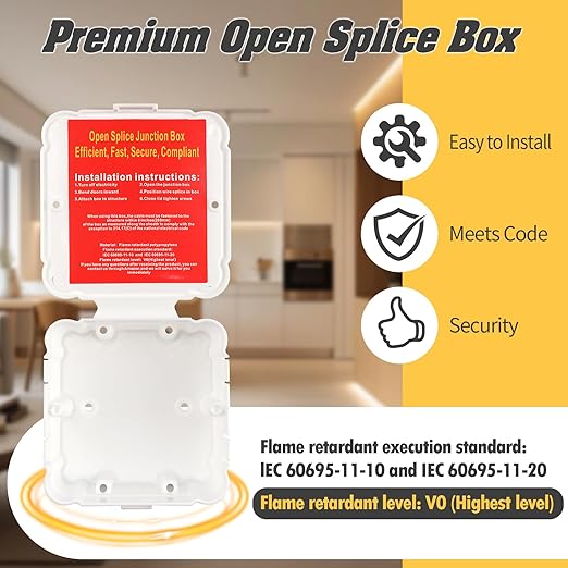 Open Splice Repair Kit (6 Pack), One-Piece Splice Box - 5 Second Installation, Electrical Wire Junction Box