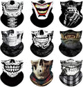 9 Pcs Neck Gaiter Face Mask Men Women Sun UV Protection Seamless Skull Bandanas Seamless Bandana Rave Face Cover Scarf Mask
