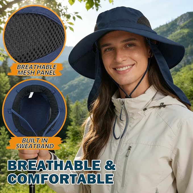 EINSKEY Wide Brim Sun Hat, UPF 50+ UV Protection Waterproof Packable Bucket Hat for Men & Women, Fishing Hiking Beach Garden