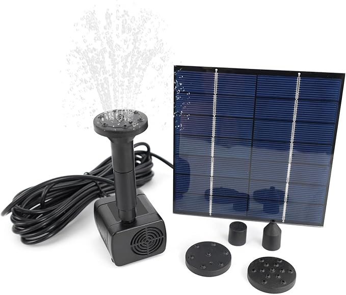 Riloer Solar Pond Pump, Solar Filter for Pond 7V 1.4W 180L/H Solar Panel Powered Water Pump Garden Pool Pond Aquarium Fountain Brushless, Power of Pump IP68 Waterproof