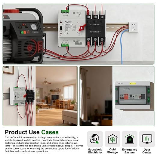 AC110V 100Amp Automatic/Manual Transfer Switch 3P 50/60Hz, 3Poles Mini ATS Auto Dual Power Switch Automatic Changeover Fast Transfer for Home Generator, Soalr, Rv and Lv Power
