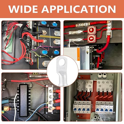 2 AWG Tinned Copper Ring Terminal Kit (62 Pcs) - 30 Battery Lugs (1/4", 5/16", 3/8", 1/2") with 32 Heat Shrink Tubes for 2 Gauge Wire in Automotive, Solar, Marine, RV Applications