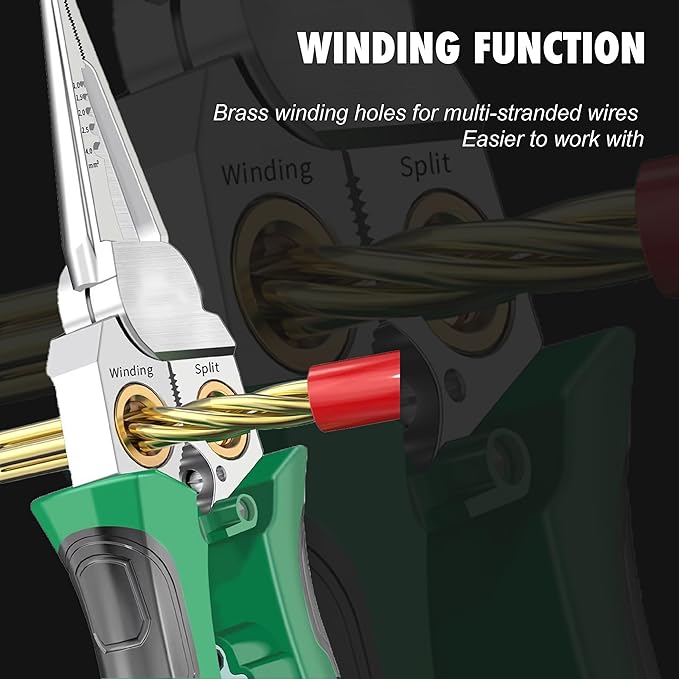 8-in-1 Wire Stripper Tool, with Non-Contact Voltage Detector & Safety Insulated Handles, Multi-Function Electrical Pliers for Stripping, Cutting, Crimping, Ideal for Electrician, HVAC, DIY