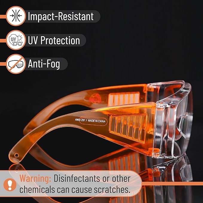 UNCO- Safety Goggles Over Glasses, Protective Goggles, Anti Fog, Work, Safety Glasses Over