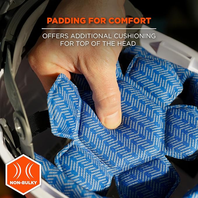 Ergodyne Chill-Its 6612 Moisture Wicking Hard Hat Top Pad, Padded Cooling Microfiber, Fits Most Suspension Systems (3-Pack)