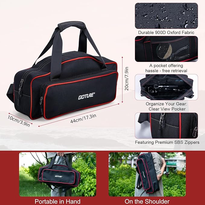 Goture Fishing Rod and Reel Combo, Red Telescopic Fishing Pole with Full Starter Kit & Carrier Bag, Portable 24T Travel Spinning Rod for Bass Trout, Freshwater Beginners Gift