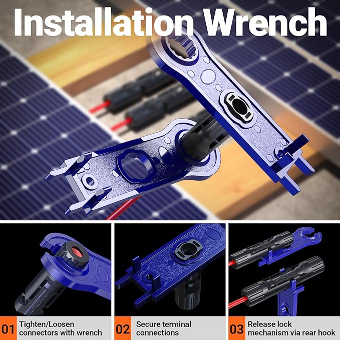 Preciva Solar Crimper Tool Kit, 10 Pairs MC4 Connectors & 2 Wrench, 1 Ratcheting Crimper for 16-6 AWG (2.5-6mm²) Cable, Waterproof PV Connector Assembly Kit with Carry Case for Solar Installation