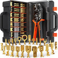 SOMELINE Spade Terminal Crimping Tool Kit AWG 24-14, 24 Types 2.8/3.9/4.8/6.3 mm Male & Female Quick Disconnect Non-Insulated Connectors - Open Barrel Crimping Tool