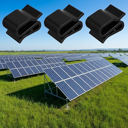 30 Pcs Trailer Frame Wire Clips, Solar Panel Clip, Plastic Wires Clip, Cable Clips Outdoor, S-Clip, Solar Panel Double Wire Clamps, Electrical Cord Management (Black, 25 x 16mm)