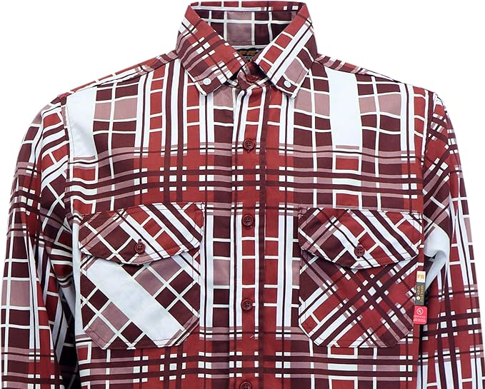 KONRECO FR Shirts for Men 100% Cotton 6.5oz Fire Resistant Lightweight Men's Plaid Work Shirts