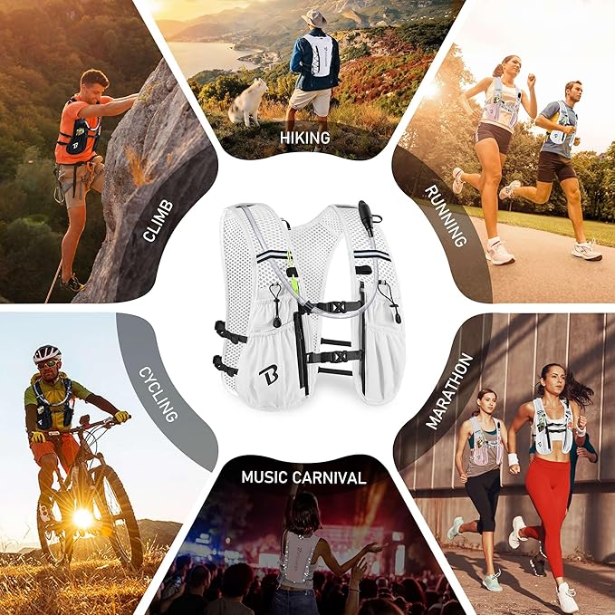 Running Vest Hydration Backpack for Men Women, 5L Lightweight Running Backpack Hydration Pack for Marathon, Trail, Cycling, Hiking, Jogging