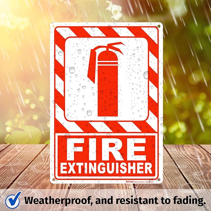 Brimar - 7 x 10" - Fire Extinguisher Sign - Polyethylene Plastic - Easy Installation - Fire Safety Compliance