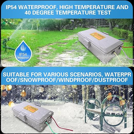Medium Outdoor Electrical Box (10.3 x 5.9 x 3.7 in),IP54 Waterproof Extension Cord Connection Box with 6 Cable Entry Ports,Large Weatherproof Outlet Cover for Power Strip,Holiday Lights,Plug&Timer