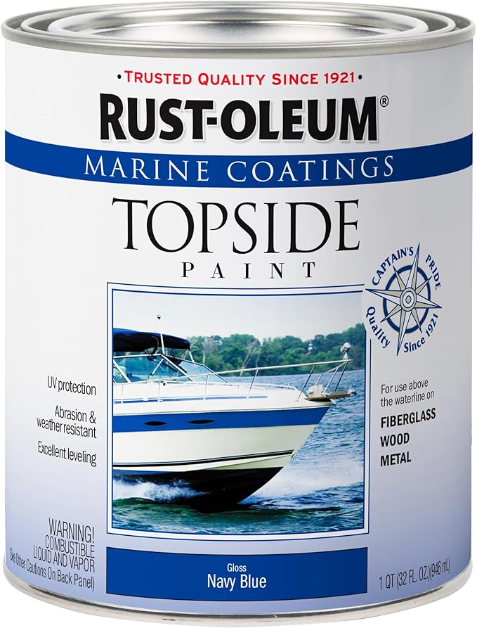 Rust-Oleum 396958 Marine Coatings Topside Paint, Quart, Gloss Navy Blue