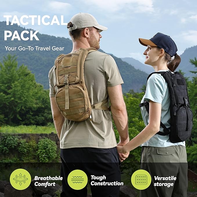 MARCHWAY Tactical Molle Hydration Pack Backpack with 3L TPU Water Bladder, Military Daypack for Cycling, Hiking, Running, Climbing, Hunting, Biking