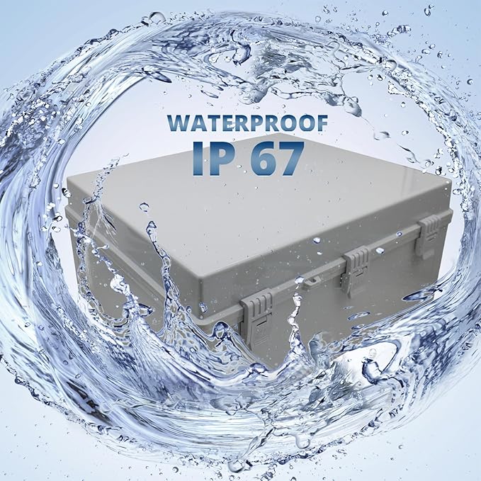 MAKERELE Large Outdoor Electrical Box Junction Plastic Waterproof Lockable IP67 Plastic Electric Box Enclosure with Hinged Cover with Mounting Plate and 1" NPT*2(19.7"*15.7"*7.9")